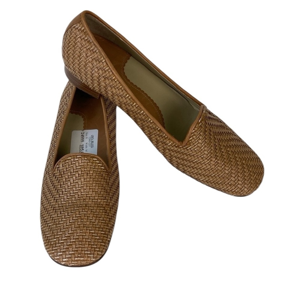 Woven Tan Leather Loafer Slip On